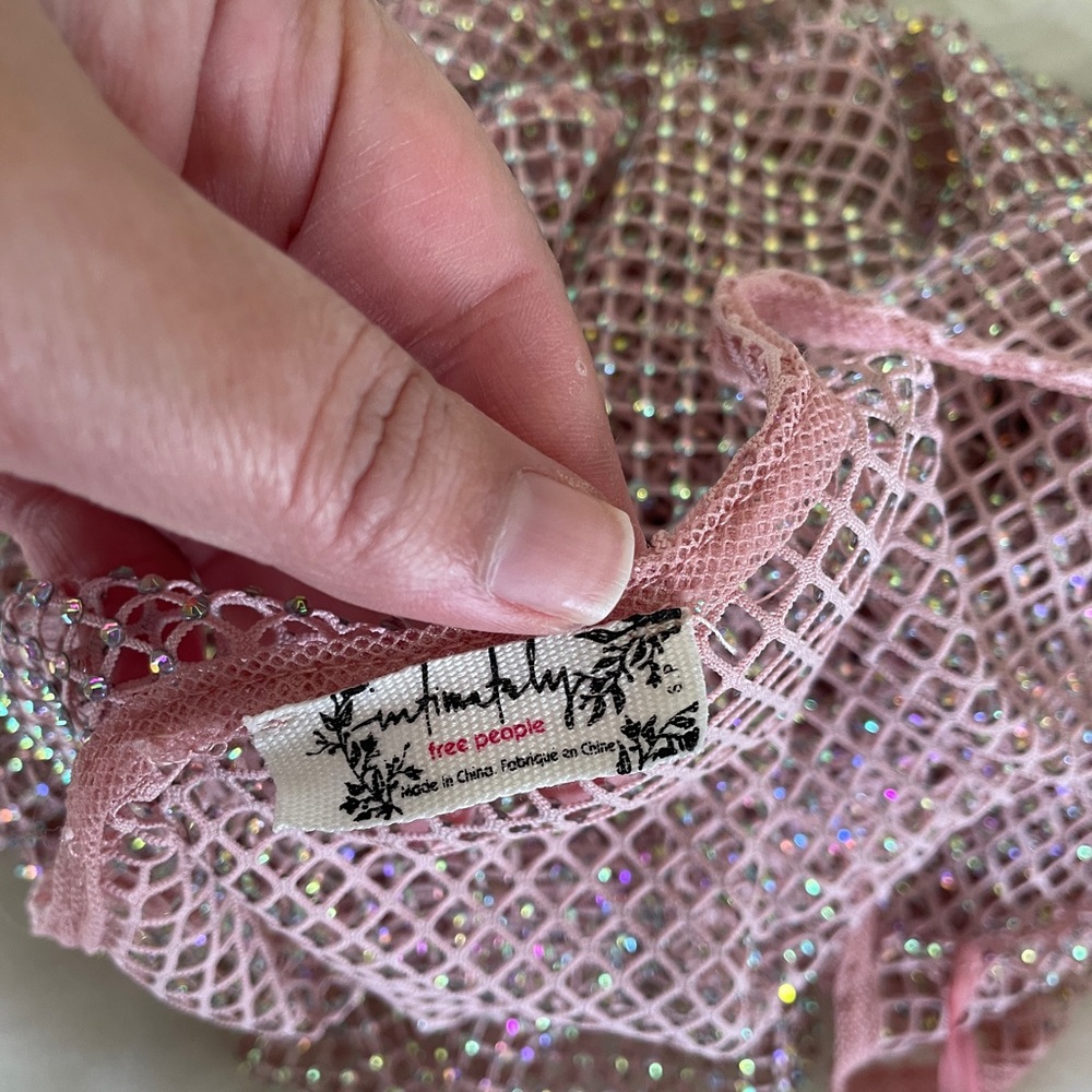 Pink sparkle fishnet free people top - Picture 5 of 8